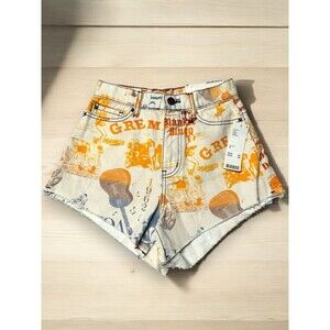 NEW BDG URBAN OUTFITTERS Pitched A-Line Denim Short Malibu Beach Party print 24